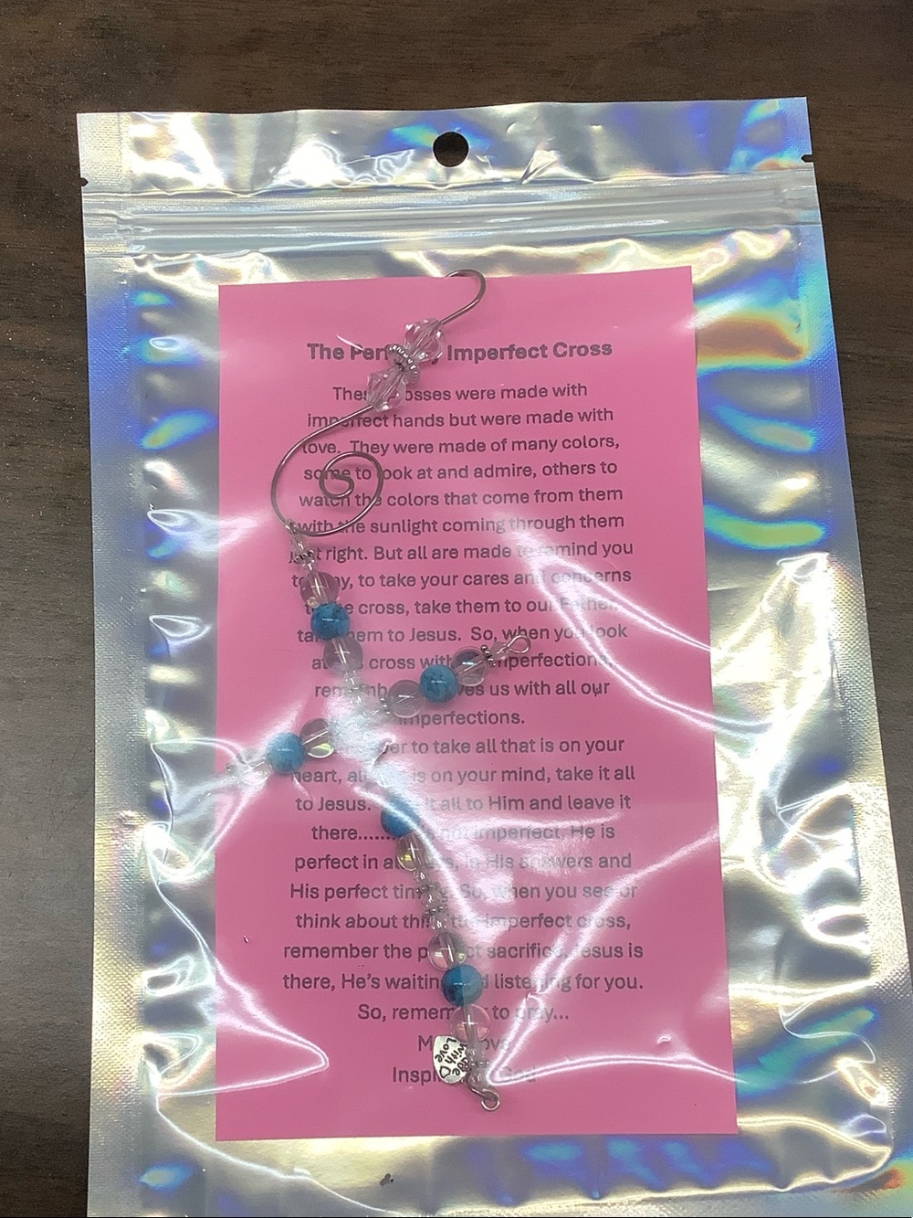 The Perfectly Imperfect Cross Beaded Suncatcher Sun Catcher with message